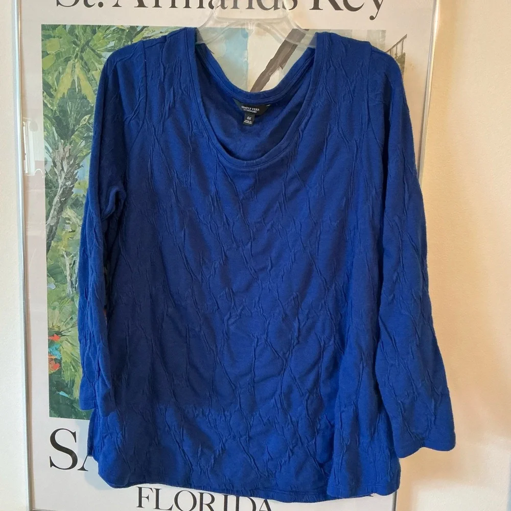 Simply Vera Wang 0X top in Rich Blue long sleeves lightweight sweater soft comfy